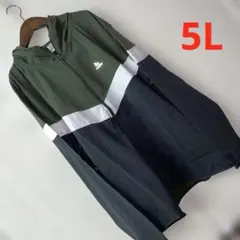 訳あり5Lサイズメンズ胸反射プリントストレッチパーカージャケット カーキグレー