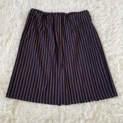 SMILE LAND 4L 紺×赤ストライプスカート 大きいサイズ ウエストゴム