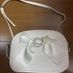 しまむら 眞白ありす バッグ ショルダー 白 ホワイト ツイード 리본