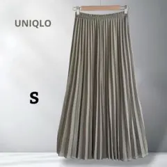 【ユニクロ】シフォンプリーツロングスカート S カーキ ポリエステル レディースのサムネイル