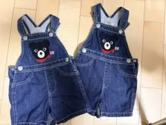 ミキハウス　ダブルビー　デニムオーバーオール 70-80 双子