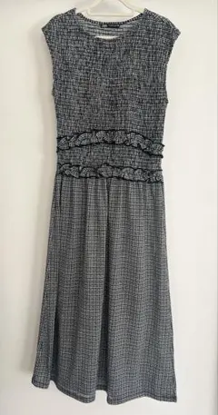 ZARA ギンガムチェック　ノースリーブ ロングワンピース S