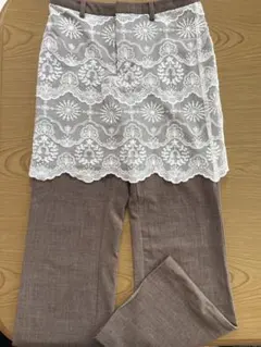 H&M レースレイヤード スラックス ブラウン EUR36