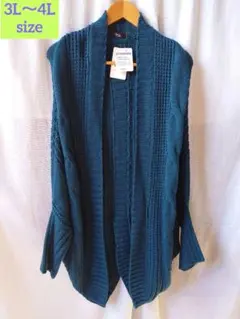 大きいサイズ３Ｌ〜４Ｌ ターコイズブルー カーディガン新品 未使用品 タグ付き