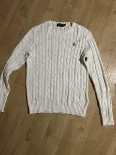 ラルフローレン　ケーブルニット　ホワイト×ネイビー