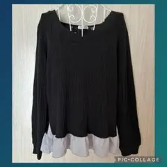 【美品】アクシーズ　ニット　黒　フリル　りぼん