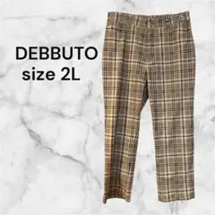 DEBUTTO チェックストレートパンツ カジュアルパンツ 2L