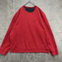 ノーティカ　USA古着　ワンポイントヨットロゴ　赤スウェット L相当【6729】