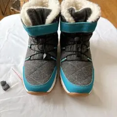 ☆ スノーブーツ キッズ 雪遊び ショートブーツ 防寒 子供 青色 ブルー