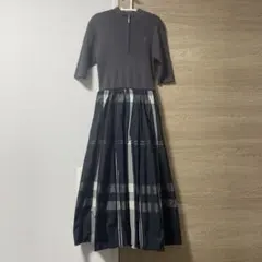 JILLSTUART ハーフジップ ワンピース チェック柄　グレー系