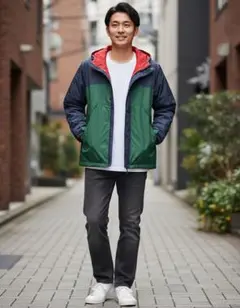 ナイロンジャケット Mネイビー グリーン