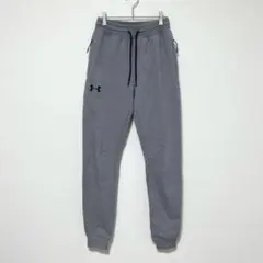 M217 アンダーアーマー　ジョガーパンツ　グレー　ブランドロゴ　裏起毛　S/M