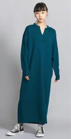 新品 BEAUTY&YOUTH ウールスキッパーネック ニットワンピース