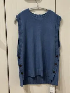 ニットベスト レディース ニット サイドボタン クルーネック　SEU 値下げ中