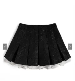 GRL インパン裏地付きフリルツイードプリーツミニスカート XS