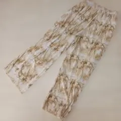 Bou Jeloud マーブル模様 プリーツ　カジュアルパンツ 38ウエストゴム