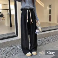 【新品】コーデュロイ ワイドパンツ グレー タイダイ風 韓国風　海外 ゆったり