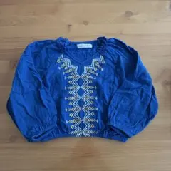 ZARA Kids ザラキッズ 刺繍ブラウス ブルー 130（128cm）