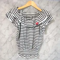 LOVETOXIC レディース 半袖チュニック 白色×黒色 Mサイズ