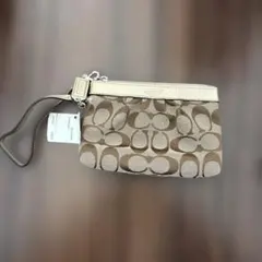 COACH コーチ ブラウン ベージュ ジップポーチ