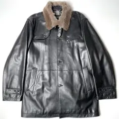 【良品】バーバリー ブラックレーベル レザージャケット 黒 L コート ファー