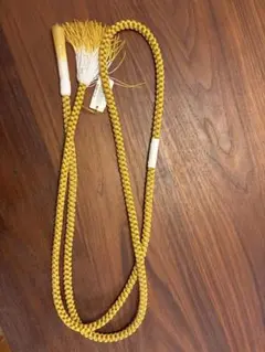 絹製 黄色 帯締め 房付き