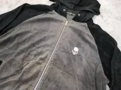 鬼フェード ネオグランジ スカルロゴ ベロア ジップアップパーカー