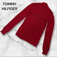【希少美品】トミーヒルフィガー　ロゴ入り　ハーフジップニット　赤　プレイウェア