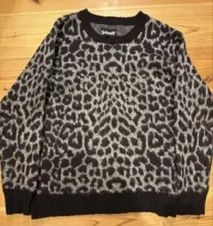 【希少サイズ2XL】Schott（ショット）レオパード柄 モヘア混ニット グレー