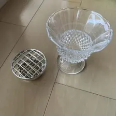 ガラス製 フラワーベース 花瓶 グリッド付きのサムネイル