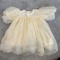 断*。様 ベビードレス チュール素材 クリーム色　73 韓国