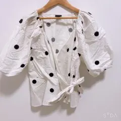 Toko kajin ボウタイリボンボリュームフリルドットオーガンジー 