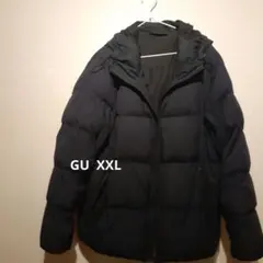 GU　ブラック　 中綿ジャケット フード付　XXL