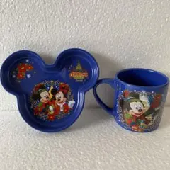 ディズニー　ミッキー&ミニー　クリスマス　スーベニア　プレート&カップセット