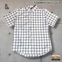トミーヒルフィガー 半袖シャツ L チェック ゆるだぼ