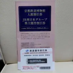 JR西日本グループ 京都鉄道博物館入館割引券1冊と鉄道優待券割引券