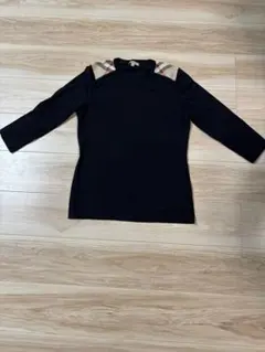 現行　バーバリーロンドン　五分丈　カットソー　ノバチェック　ホースマーク　黒