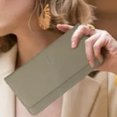 本革 財布 薄型財布 レディース ダークグリーン