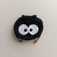 編み物　巾着　ポーチ　目玉