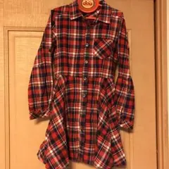 チェックシャツ シャツワンピース　１４０