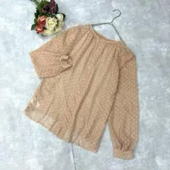 美品✨テチチ（F）シフォンブラウス ドット水玉 薄ピンク オフィス 綺麗め 春