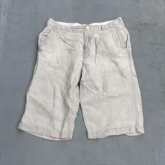 100%リネン　ショートパンツ ショーツ　ベージュ　ホワイト　無印良品のサムネイル