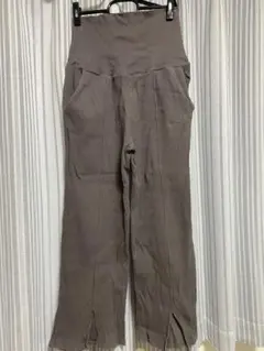 sweetmommy チャコール マタニティ スリット リブワイドパンツ 値下げ