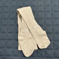 パープルベージュ レース模様 ベビータイツ 105センチ