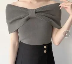 ［値下げ中］リボンオフショルニット