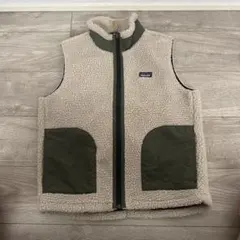 patagonia フリースベスト XL ベージュ/グリーン
