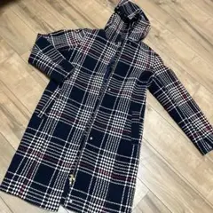 セール！ネイビー系チェック柄コート　Ｍ