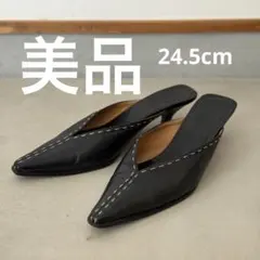 d*2様 HERMES ポインテッドトゥ ステッチ ミュール パンプス 38のサムネイル