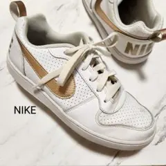NIKE スニーカー ホワイト×ゴールド 24.5