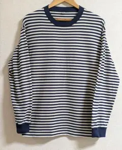 UNIQLO ボーダー 長袖カットソー ネイビー Ｌサイズのサムネイル
